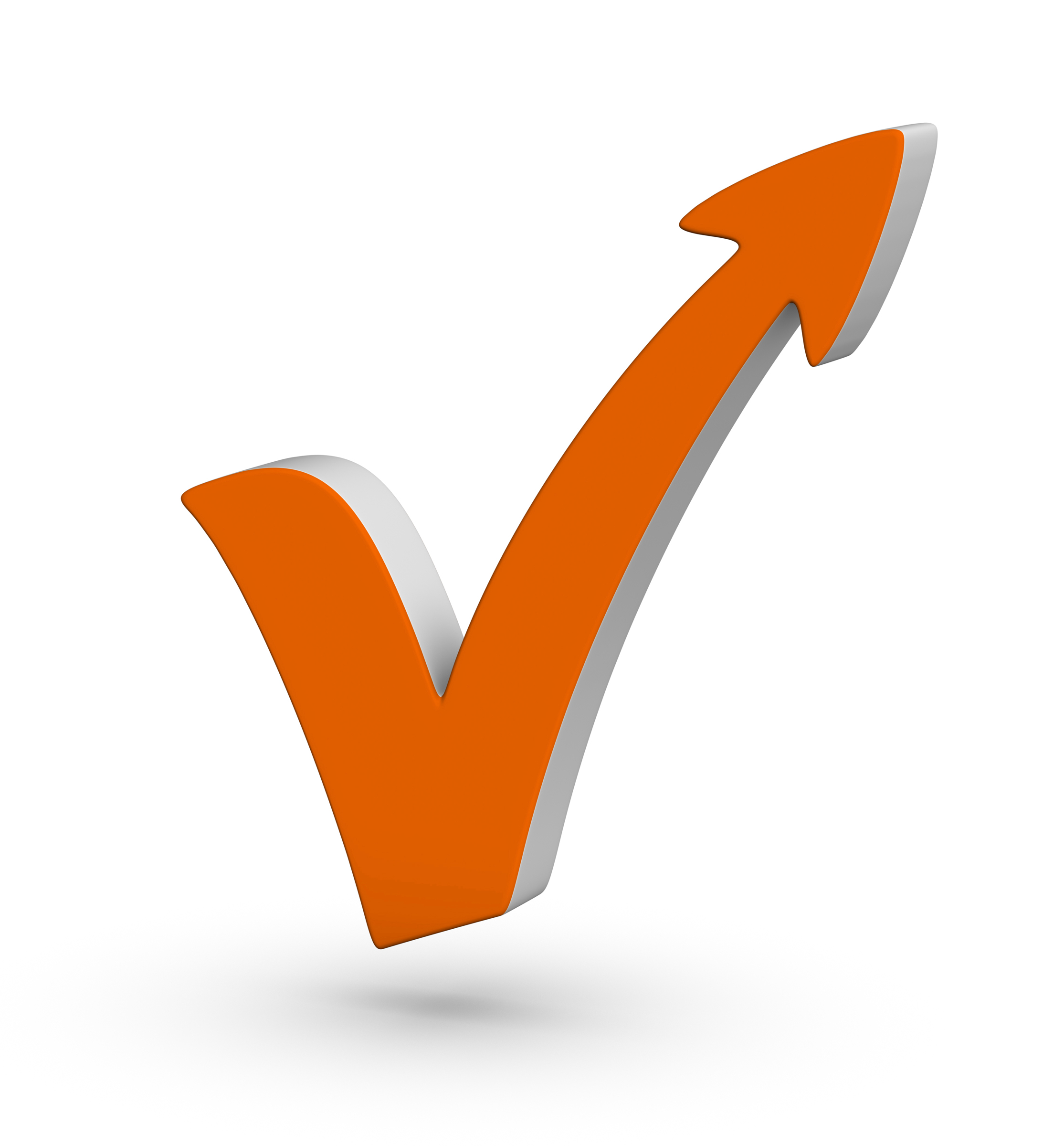 orange check mark with arrow