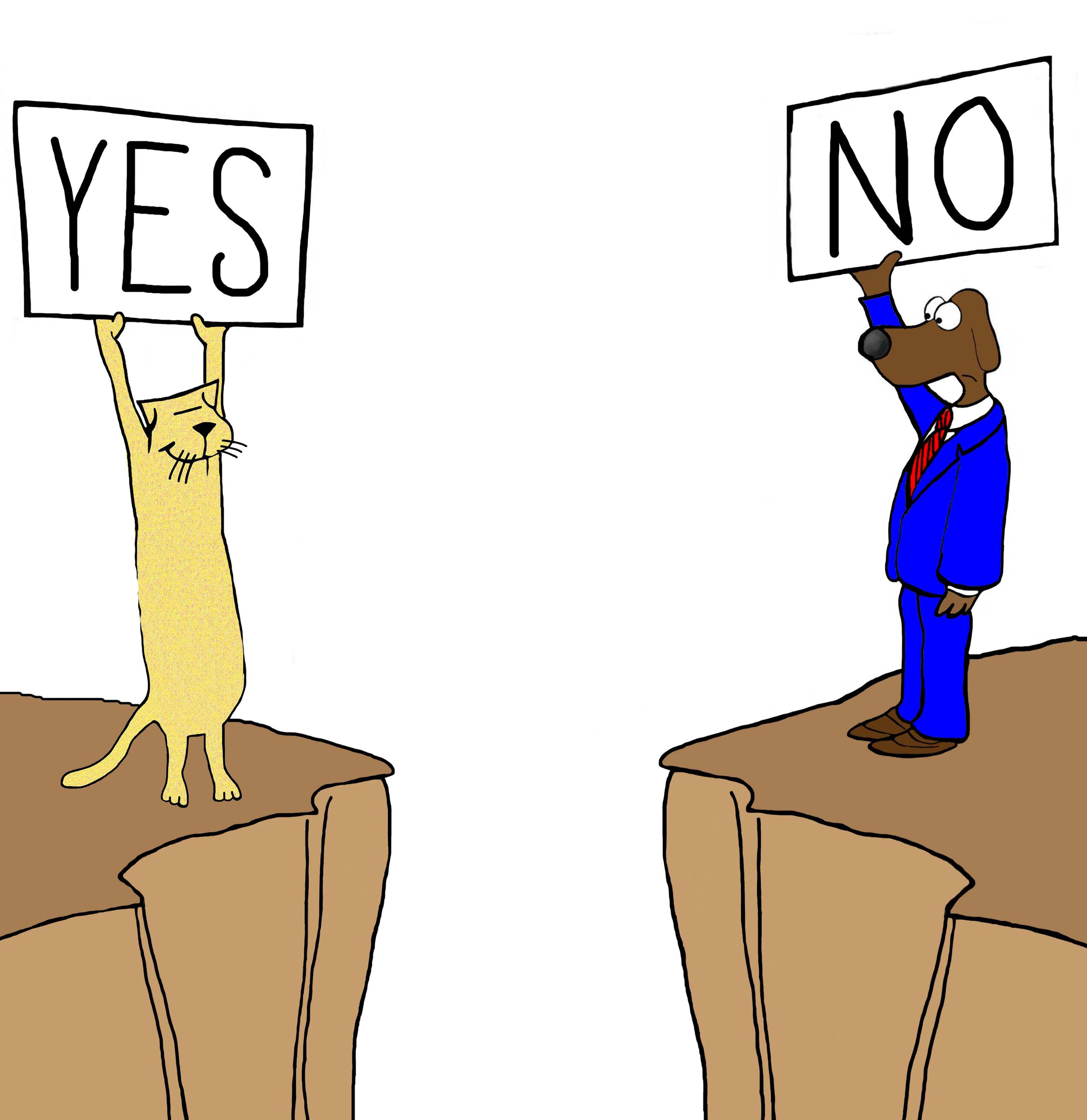 Two men try to reach across the divide