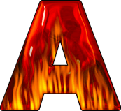 letter A in flames